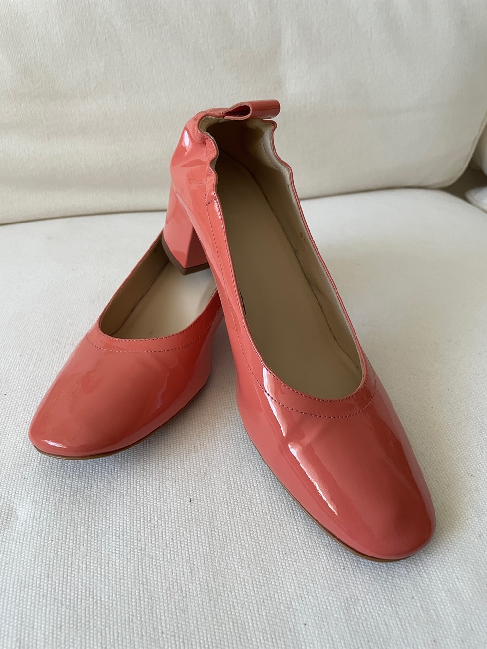 Everlane Patent Coral Block Heel Pumps